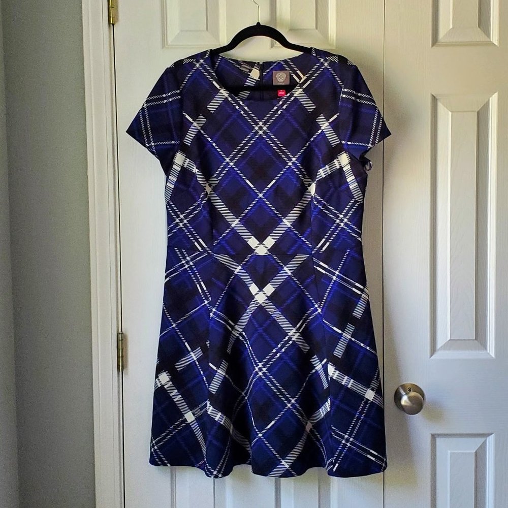 Vince Camuto Plaid Dress Blue Black